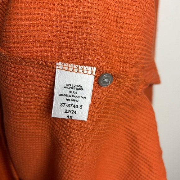 Roaman’s Blouse Top Henley Long Sleeve Thermal Waffle Plus Size 22-24 1X - Picture 4 of 9